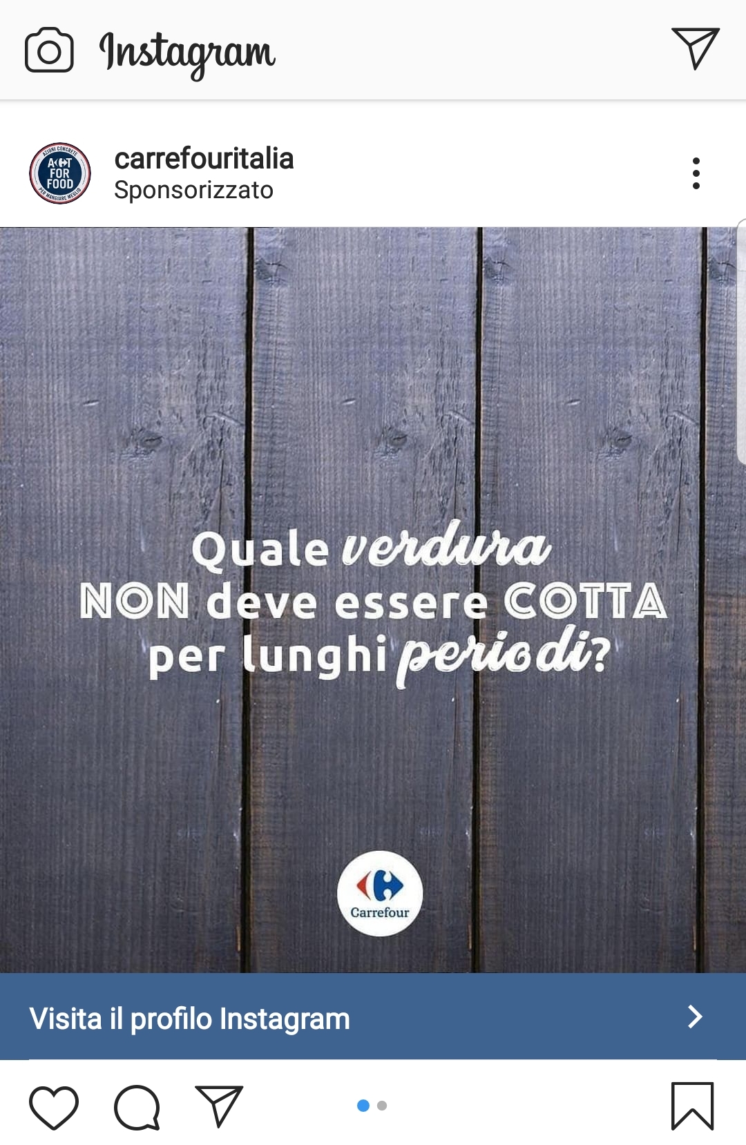 Esempio di sponsorizzata Instagram