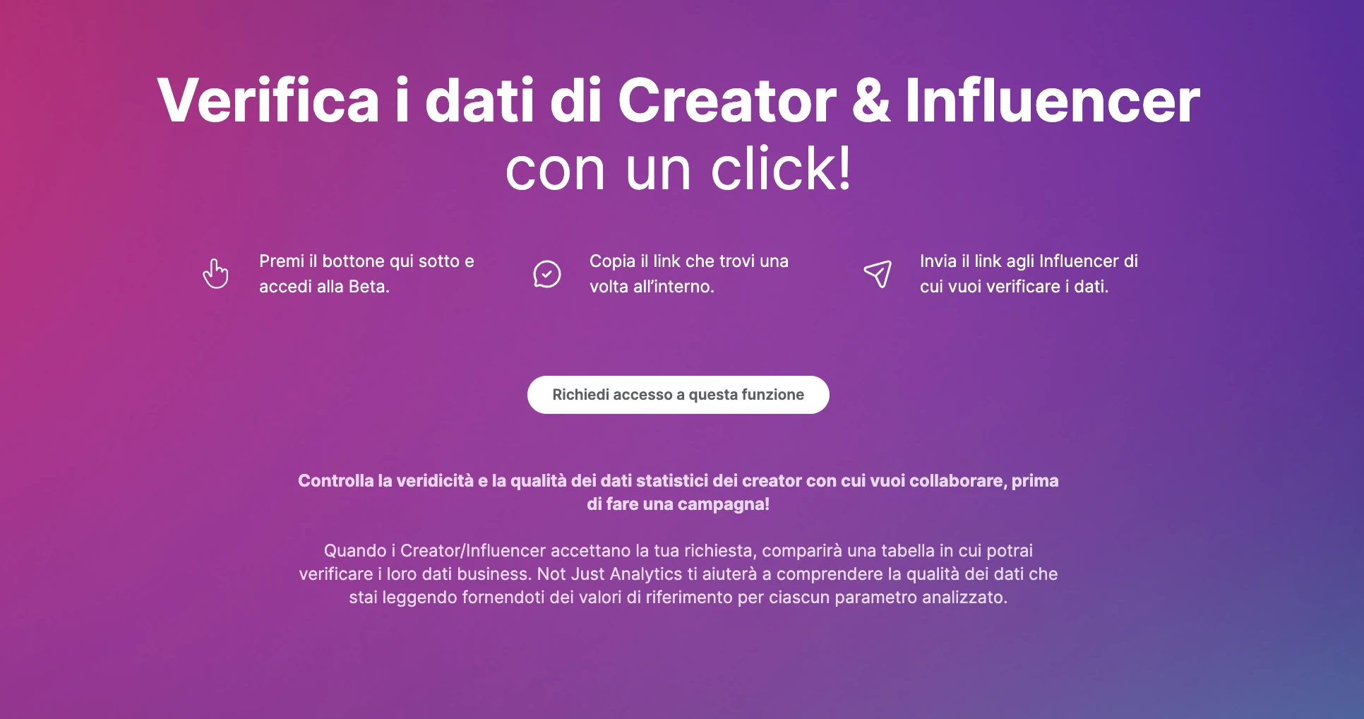 beta verifica influencer not just analytics