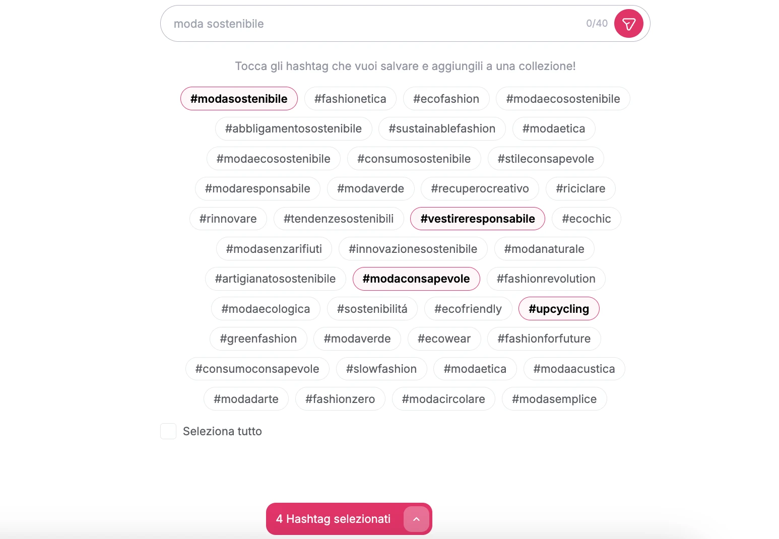 trova hashtag post instagram intelligenza artificiale