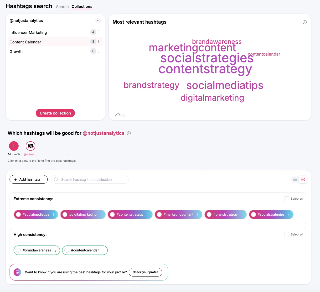 Instagram post hashtags SEO analysis